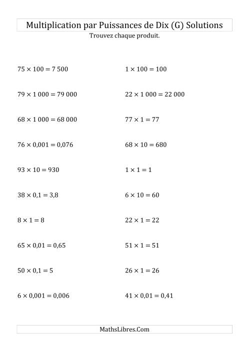 Multiplication de nombres entiers par puissances de dix (forme standard) (G) page 2