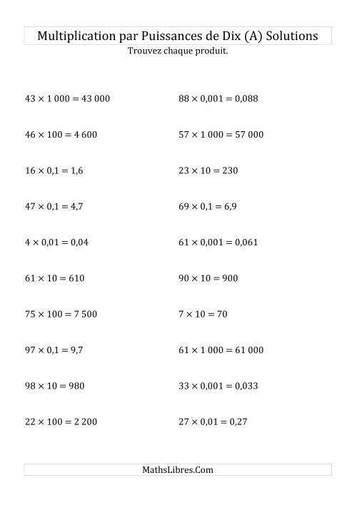 Multiplication de nombres entiers par puissances de dix (forme standard) (Tout) page 2