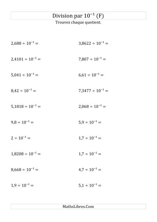 Division de nombres décimaux par 10<sup>-1</sup> (F)