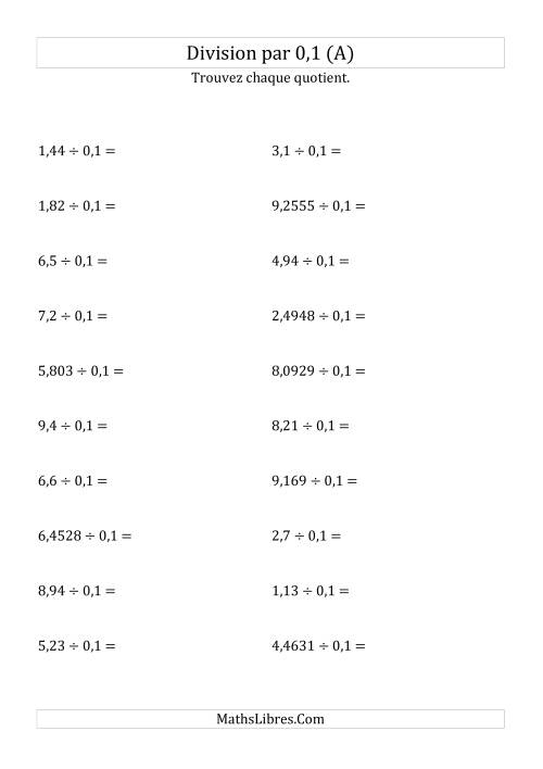 Division de nombres décimaux par 0,1 (A)