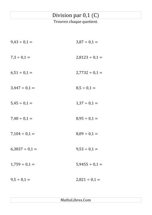 Division de nombres décimaux par 0,1 (C)