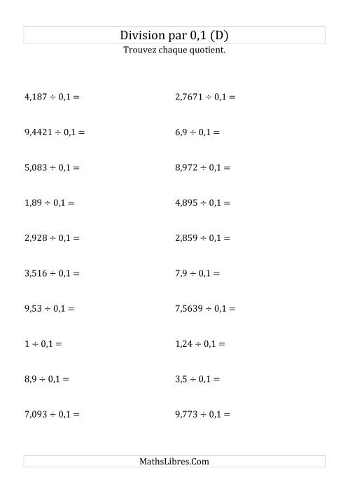 Division de nombres décimaux par 0,1 (D)