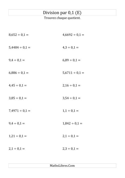 Division de nombres décimaux par 0,1 (E)
