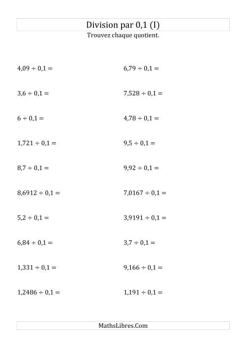 Division de nombres décimaux par 0,1 (I)