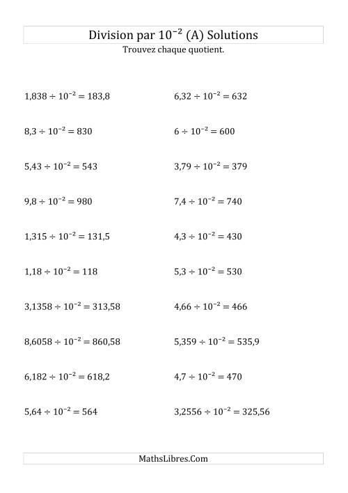 Division de nombres décimaux par 10<sup>-2</sup> (A) page 2
