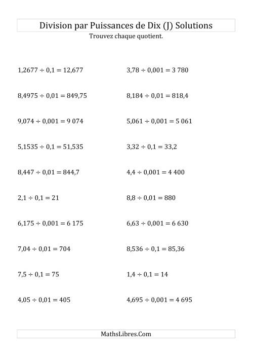 Division de nombres décimaux par puissances négatives de dix (formes standard) (J) page 2