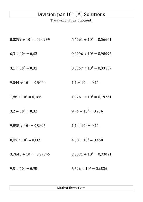 Division de nombres décimaux par 10<sup>1</sup> (A) page 2