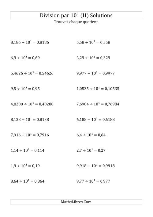 Division de nombres décimaux par 10<sup>1</sup> (H) page 2