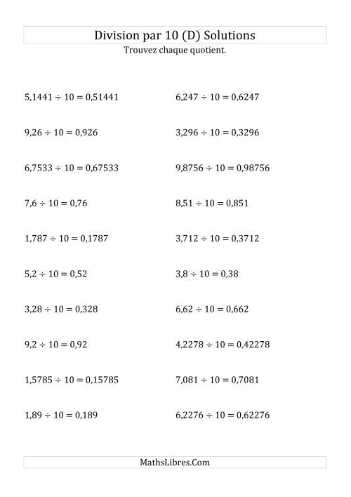 Division de nombres décimaux par 10 (D) page 2