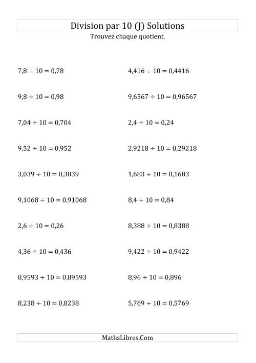 Division de nombres décimaux par 10 (J) page 2