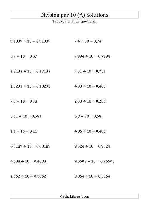 Division de nombres décimaux par 10 (Tout) page 2