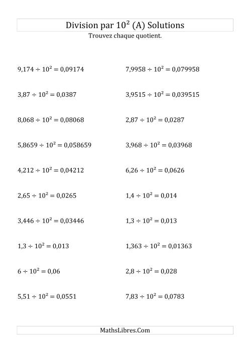 Division de nombres décimaux par 10<sup>2</sup> (A) page 2