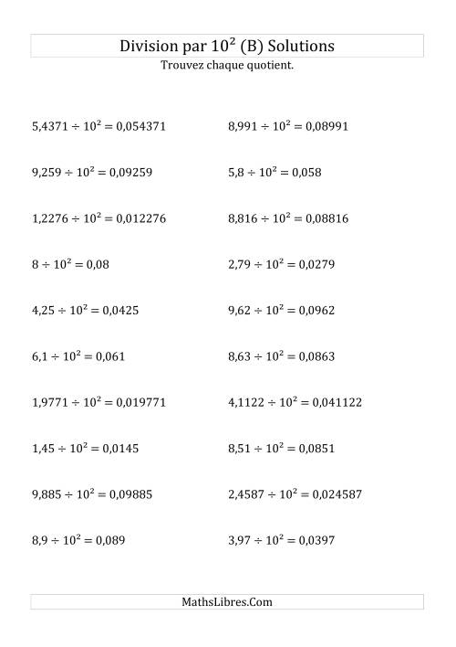 Division de nombres décimaux par 10<sup>2</sup> (B) page 2