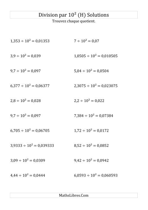 Division de nombres décimaux par 10<sup>2</sup> (H) page 2