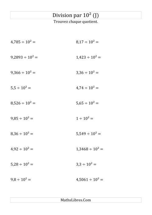 Division de nombres décimaux par 10<sup>2</sup> (J)