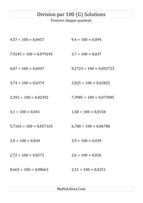 Division de nombres décimaux par 100 (G) page 2
