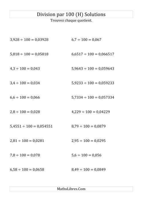 Division de nombres décimaux par 100 (H) page 2