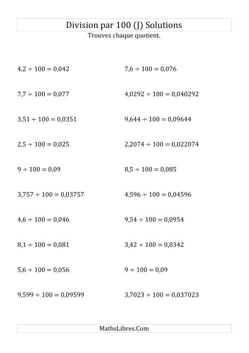 Division de nombres décimaux par 100 (J) page 2