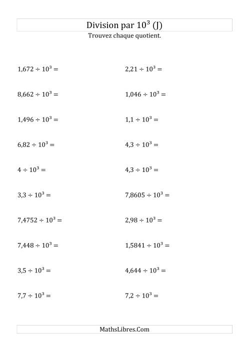 Division de nombres décimaux par 10<sup>3</sup> (J)
