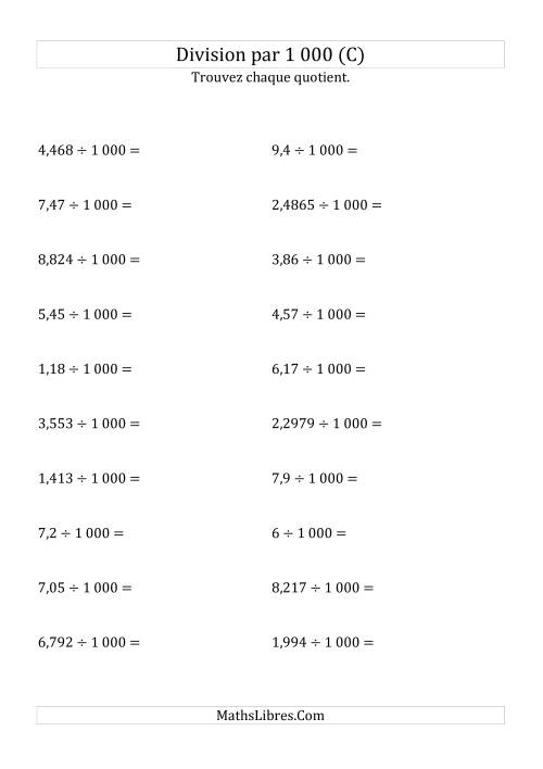Division de nombres décimaux par 1000 (C)