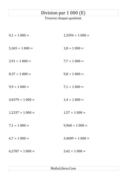 Division de nombres décimaux par 1000 (E)