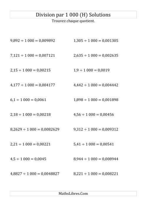 Division de nombres décimaux par 1000 (H) page 2