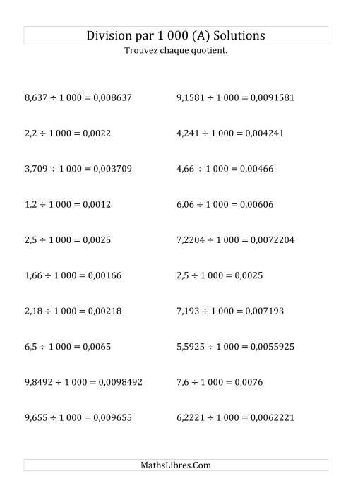Division de nombres décimaux par 1000 (Tout) page 2