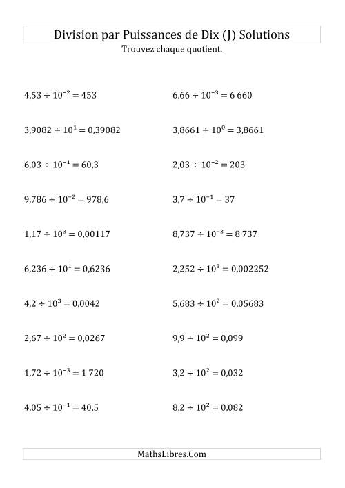 Division de nombres décimaux par puissances de dix (forme exposant) (J) page 2