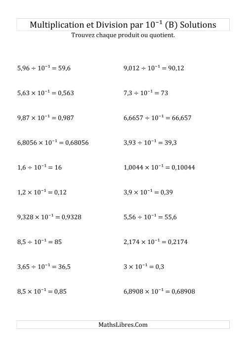 Multiplication et division de nombres décimaux par 10<sup>-1</sup> (B) page 2