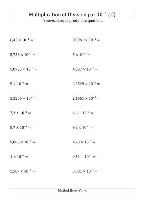 Multiplication et division de nombres décimaux par 10<sup>-1</sup> (C)