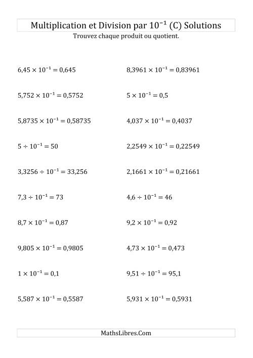 Multiplication et division de nombres décimaux par 10<sup>-1</sup> (C) page 2