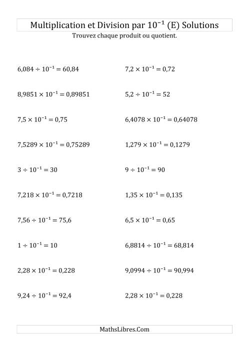 Multiplication et division de nombres décimaux par 10<sup>-1</sup> (E) page 2