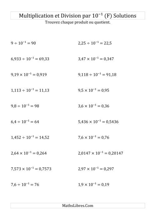 Multiplication et division de nombres décimaux par 10<sup>-1</sup> (F) page 2