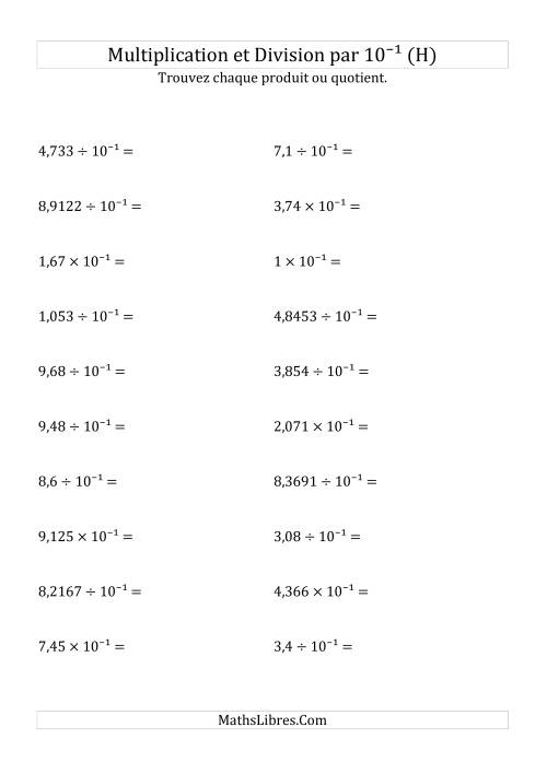 Multiplication et division de nombres décimaux par 10<sup>-1</sup> (H)