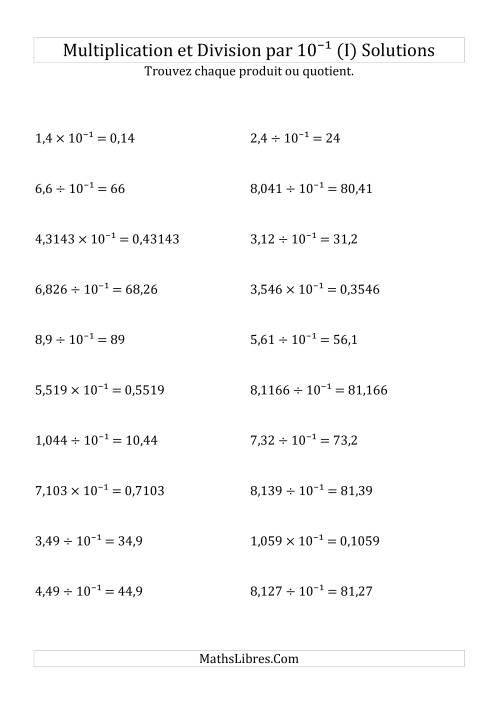 Multiplication et division de nombres décimaux par 10<sup>-1</sup> (I) page 2