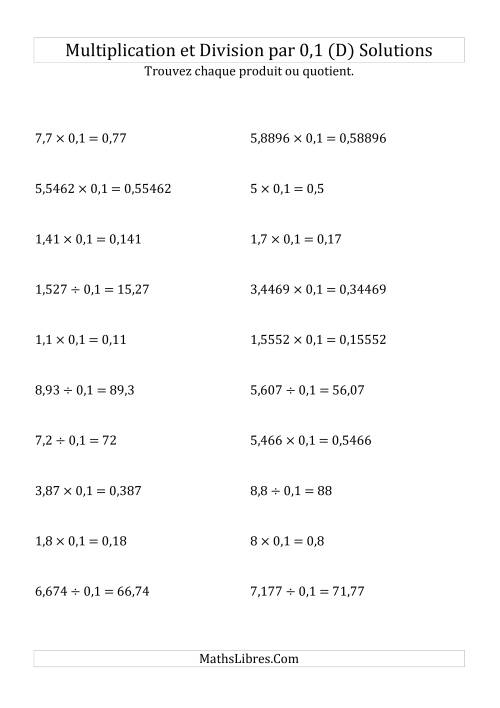 Multiplication et division de nombres décimaux par 0,1 (D) page 2