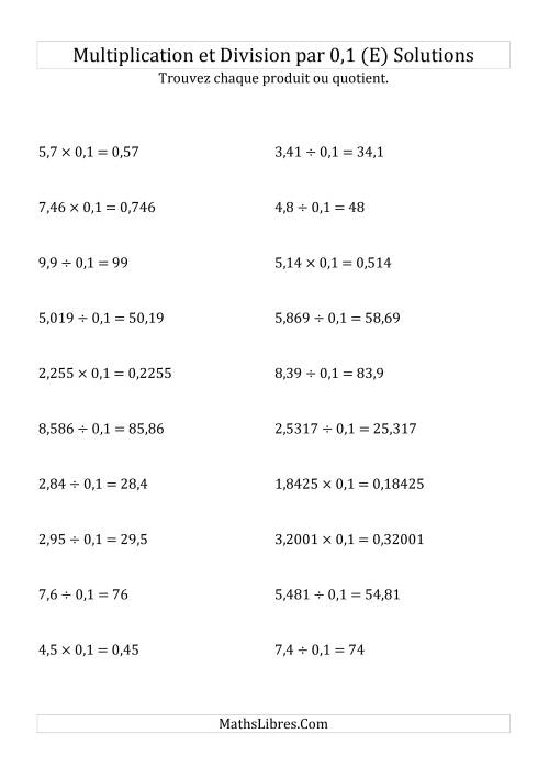 Multiplication et division de nombres décimaux par 0,1 (E) page 2