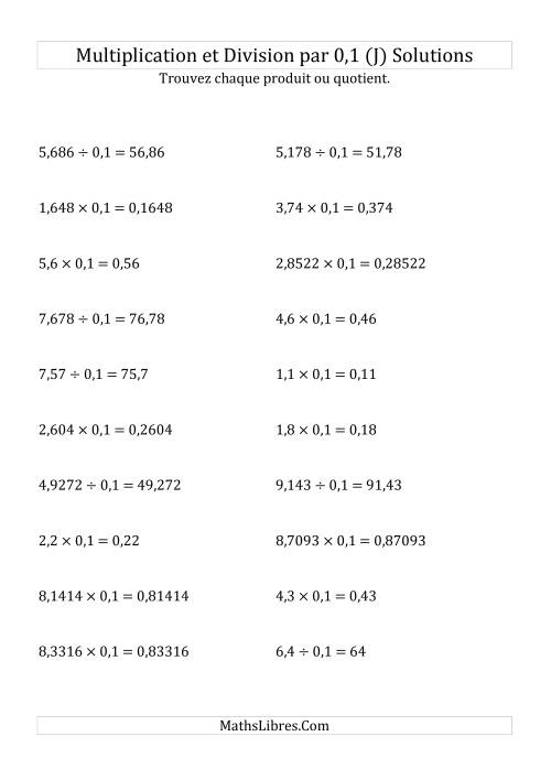 Multiplication et division de nombres décimaux par 0,1 (J) page 2