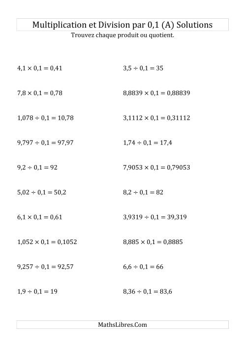 Multiplication et division de nombres décimaux par 0,1 (Tout) page 2