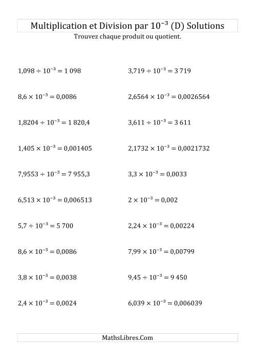 Multiplication et division de nombres décimaux par 10<sup>-3</sup> (D) page 2