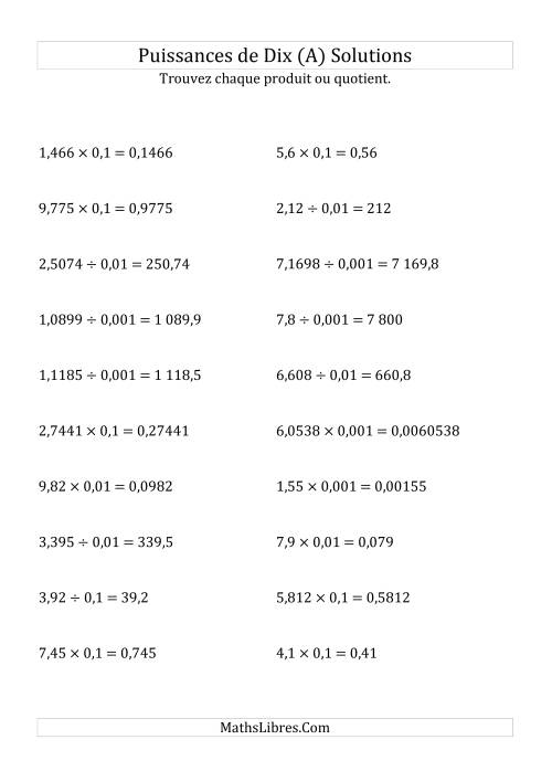 Multiplication et division de nombres décimaux par puissances négatives de dix (forme standard) (Tout) page 2
