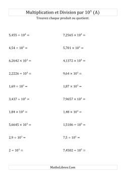 Multiplication et division de nombres décimaux par 10<sup>1</sup>