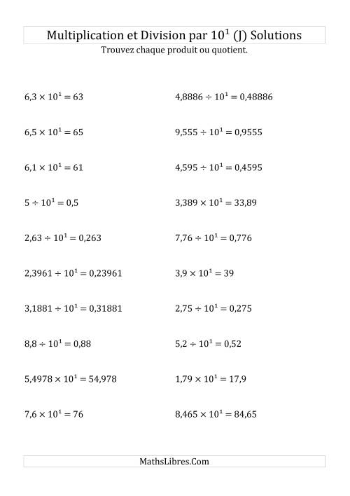 Multiplication et division de nombres décimaux par 10<sup>1</sup> (J) page 2