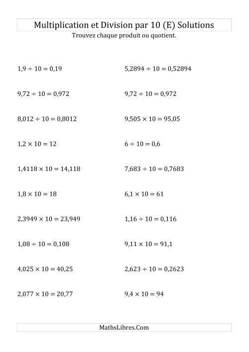 Multiplication et division de nombres décimaux par 10 (E) page 2