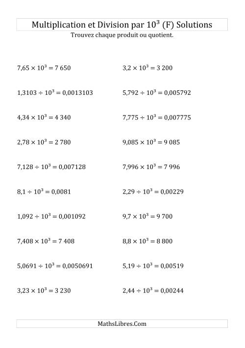 Multiplication et division de nombres décimaux par 10<sup>3</sup> (F) page 2