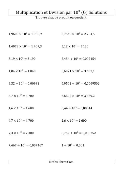 Multiplication et division de nombres décimaux par 10<sup>3</sup> (G) page 2