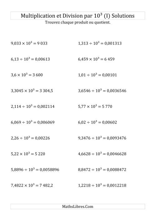 Multiplication et division de nombres décimaux par 10<sup>3</sup> (I) page 2