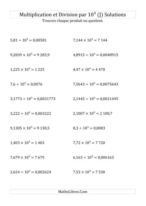 Multiplication et division de nombres décimaux par 10<sup>3</sup> (J) page 2