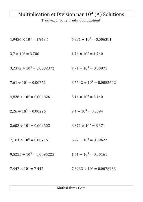 Multiplication et division de nombres décimaux par 10<sup>3</sup> (Tout) page 2