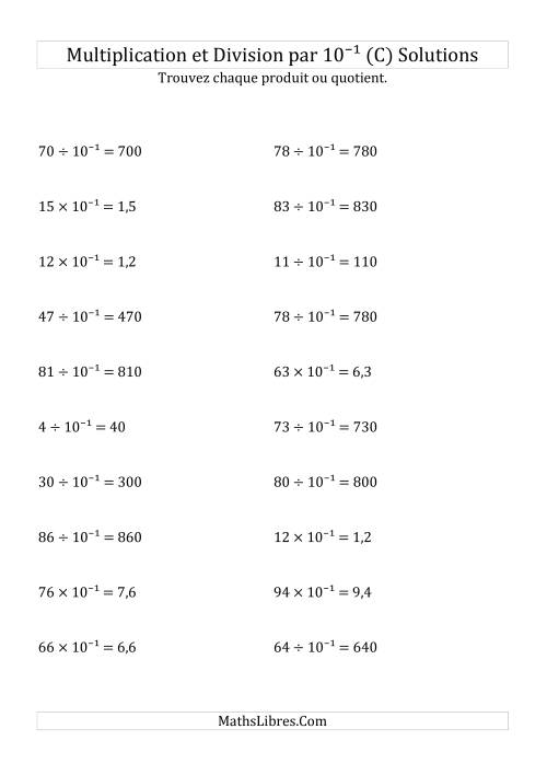 Multiplication et division de nombres entiers par 10<sup>-1</sup> (C) page 2